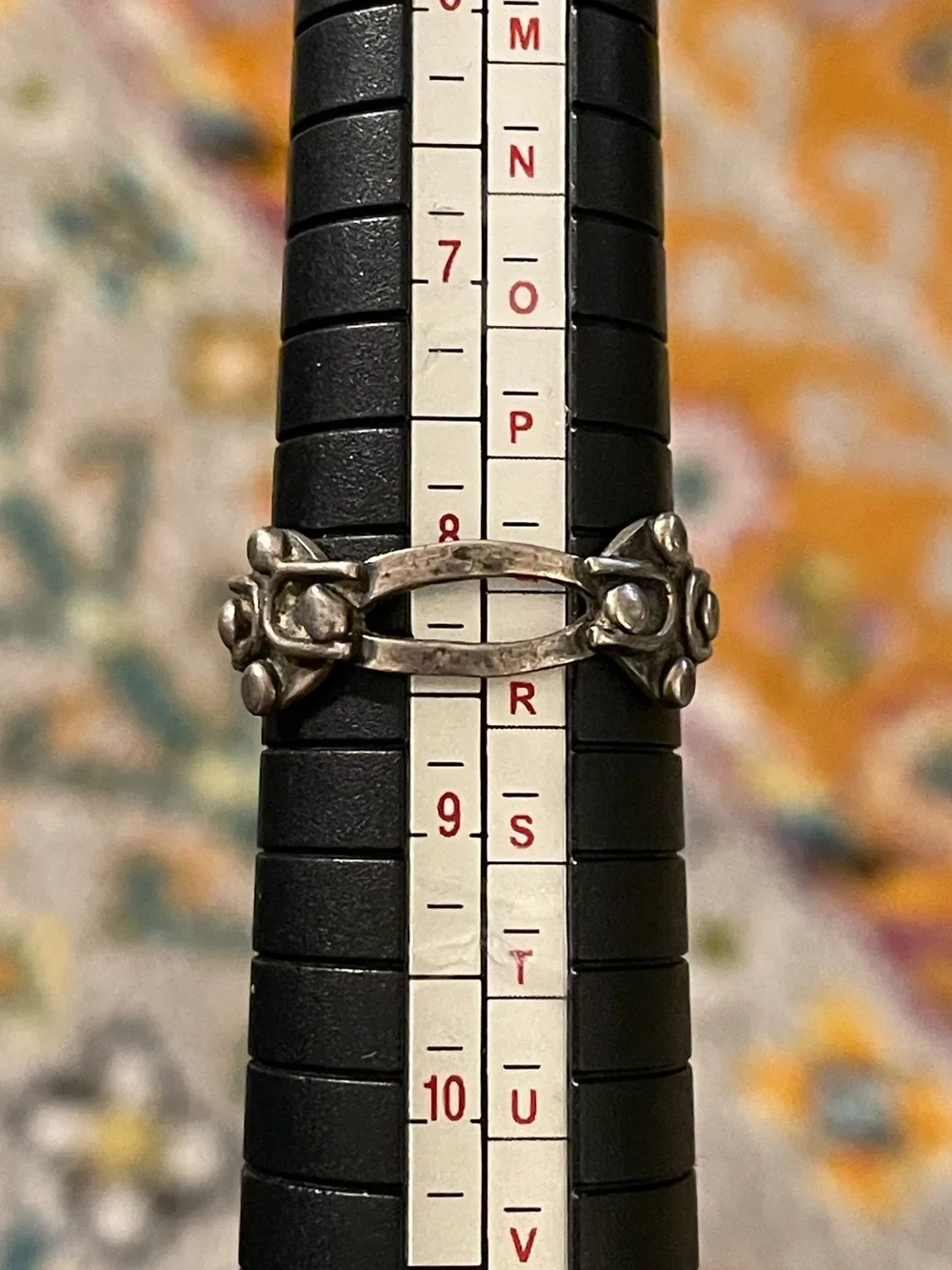 Signed vintage Taxco stamped sterling silver modernist ring sz 8-8.25